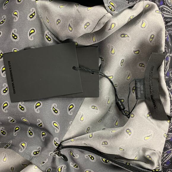 ALEXANDER WANG Size 10 Navy & Grey Paisley Silk Layered Shirt - Picture 6 of 6